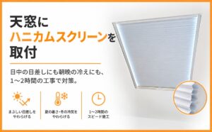 天窓にハニカムスクリーンを取付