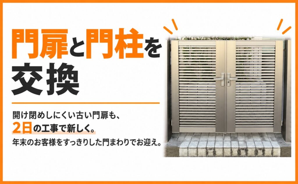 門扉と門柱を交換